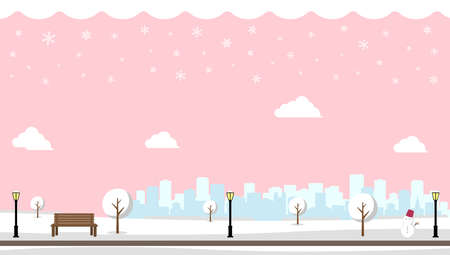 Public snow park landscape vector illustration ( winter) / no peopleのイラスト素材