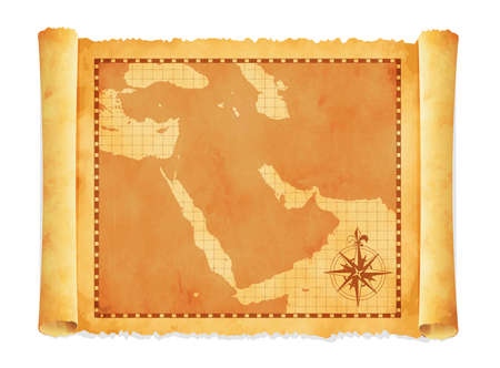 Old vintage middle east ( western asia ) map vector illustrationのイラスト素材