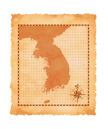 Old vintage Korea ( South Korea ) map vector illustration
