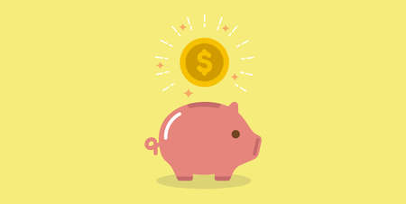Piggy bank ( finance, savings ) concept vector banner illustration.のイラスト素材