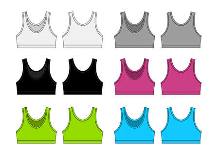 Womenâs sports bra template vector illustration setのイラスト素材