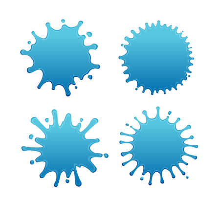 Blue water splash shape vector illustration setのイラスト素材