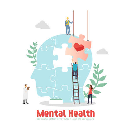 Mental health concept flat vector illustrationのイラスト素材