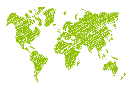 Chalked vector grunge world map illustrationのイラスト素材