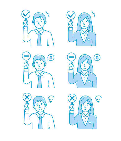 Business person showing placards illustration setのイラスト素材