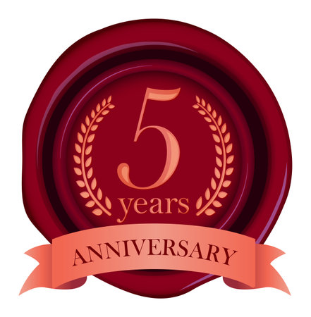 Anniversaries sealing wax  icon illustration ( 5th anniversary)のイラスト素材