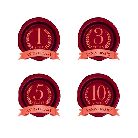 Anniversaries sealing wax  icon illustration setのイラスト素材