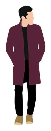 Walking man (with winter clothes) sihouette illustrationのイラスト素材