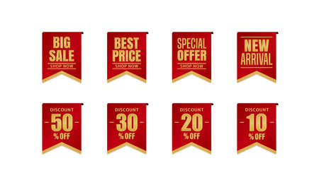 Discount icon illustration set for ecommerce site etc. ( vintage flag motif )のイラスト素材