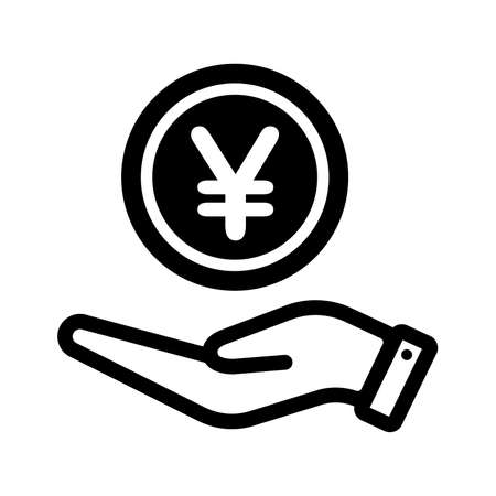 Money on hand ( JPY, Japanese yen ) vector icon illustrationのイラスト素材