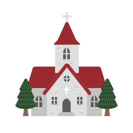 cartoon church flat design illustration (front view)のイラスト素材