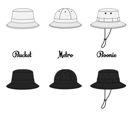 Several types of hats template vector illustrationのイラスト素材
