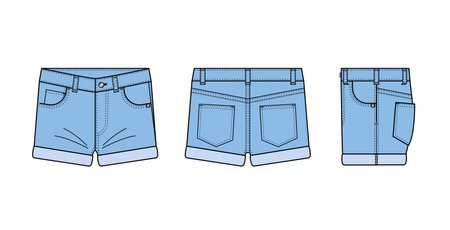 Denim short pants vector template illustrationのイラスト素材
