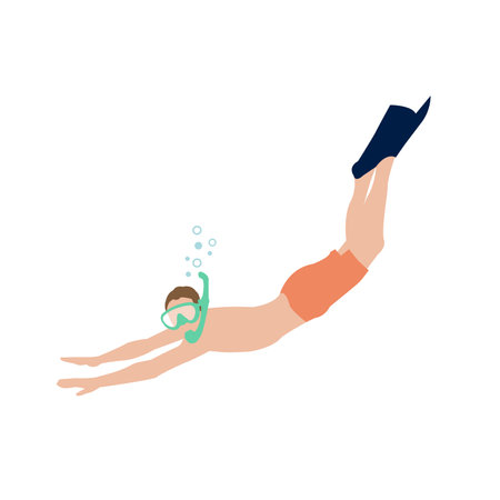 Vector illustration with summer vacation as a motif ( Man snorkeling )のイラスト素材