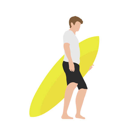 Vector illustration with summer vacation as a motif ( Man holding a surfboard )のイラスト素材