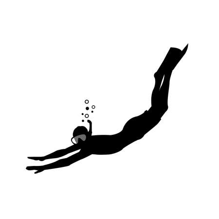 Vector illustration with summer vacation as a motif ( silhouette man snorkeling )のイラスト素材