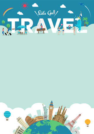 Let's go travel vector illustration ( poster size template )のイラスト素材