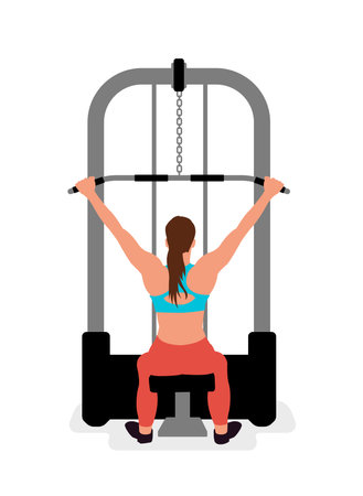 Vector illustration of a woman doing lat pulldownのイラスト素材