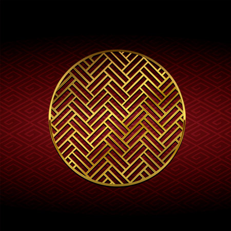 Oriental traditional geometric pattern illustration ( from Japan or China ) | Gold colorのイラスト素材