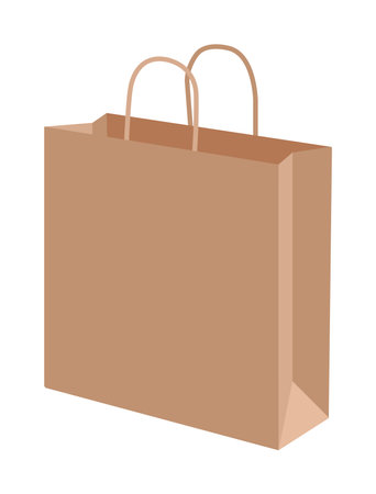 Shopping bag ( borwn paper ) vector illustrationのイラスト素材