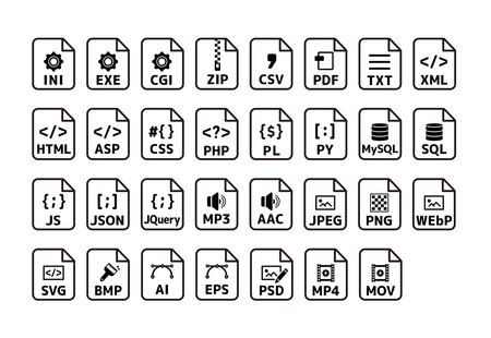 Various file formats vector icon illustration setのイラスト素材