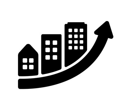 Urban development,  increase of land prices vector icon illustrationのイラスト素材
