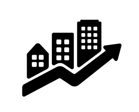 Urban development,  increase of land prices vector icon illustrationのイラスト素材