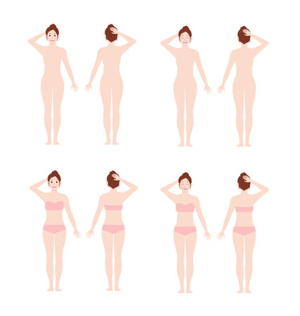 Young woman's full body vector illustration setのイラスト素材