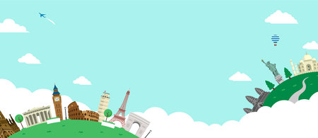 World trip ,world heritage vector banner illustrationのイラスト素材