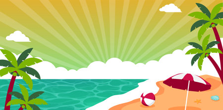 Summer beach vector banner illustrationのイラスト素材