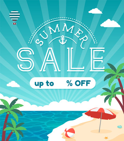 Summer sale vector banner illustrationのイラスト素材