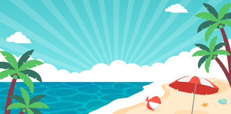 Summer beach vector banner illustrationのイラスト素材