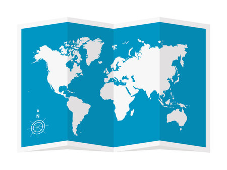 Vector illustration of four-fold world mapのイラスト素材