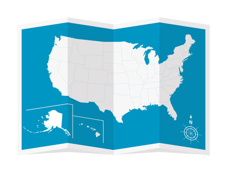 Vector illustration of a four-fold USA mapのイラスト素材