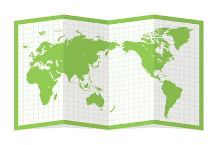 Vector illustration of four-fold world mapのイラスト素材