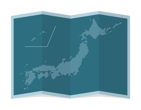 Vector illustration of four-fold Japan map ( dot pattern )のイラスト素材