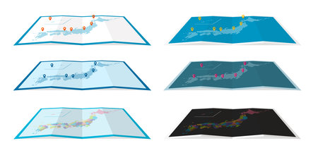 Vector illustration of four-fold Japan map ( dot pattern )のイラスト素材