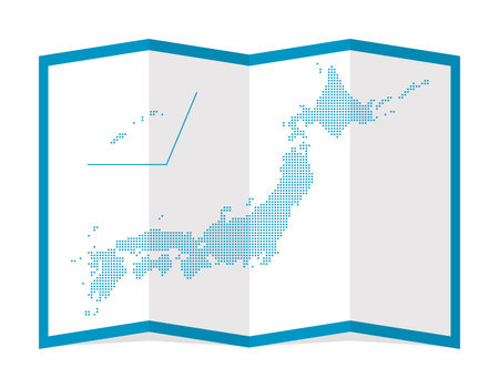 Vector illustration of four-fold Japan map ( dot pattern )のイラスト素材