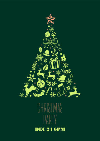 Christmas party postcard template vector illustrationのイラスト素材