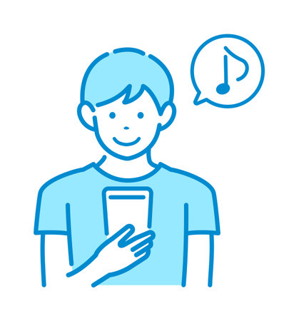 Vector illustration of man  with smartphoneのイラスト素材