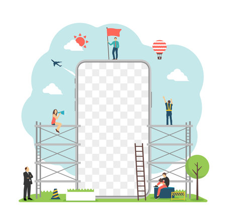 Vector illustration with smartphone motif (design space on smartphone screen)のイラスト素材