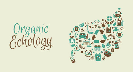 Vector banner illustration with ecology motifのイラスト素材