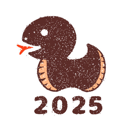 2025 new year greeting stamp illustration | year of snakeのイラスト素材