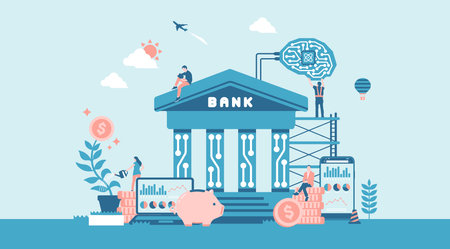 BaaS (Banking as a Service) vector banner illustrationのイラスト素材