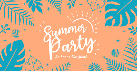 Summer party banner illustration (tropical plant frame)のイラスト素材