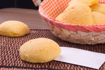 Traditional Brazilian cheese bread in the chest