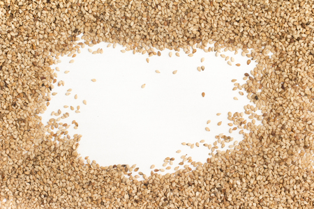 White Sesame Frame isolated on white backgroundの写真素材