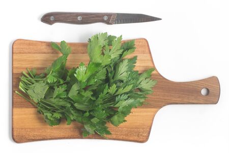 Fresh Parsley Leaves isolated on white backgound. Fresh Herbsの写真素材