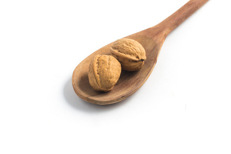 Hole Walnuts Seeds isolated on white background