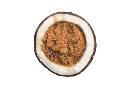 Coconut Sugar on white background. Low Glycemic Indexの写真素材